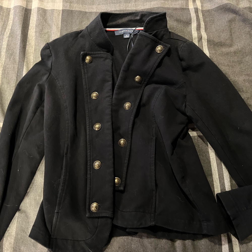 Tommy Hilfiger Black Military Jacket with Gold Buttons